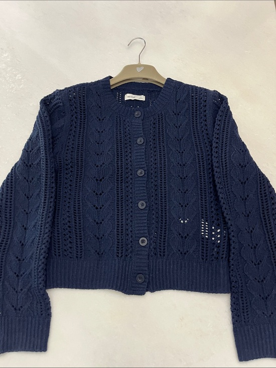 Hollister Sweaters - Hollister Navy Open-Knit Button Cardigan Sweater